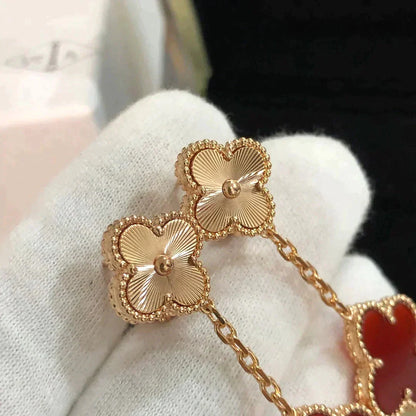 [Love Aura]CLOVER 2 MOTIF  LASER CARNELIAN EARRINGS