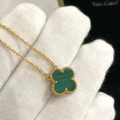 [Love Aura]CLOVER 15MM MALACHITE SINGLE FLOWER  NECKLACE