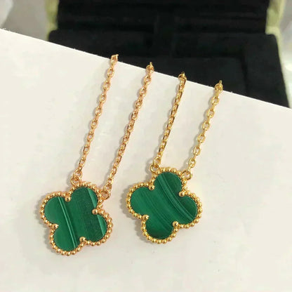 [Love Aura]CLOVER 15MM MALACHITE SINGLE FLOWER  NECKLACE