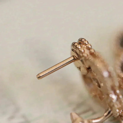 [Love Aura]CLOVER MEDIUM 1 MOTIFS FUll DIAMOND EARRINGS