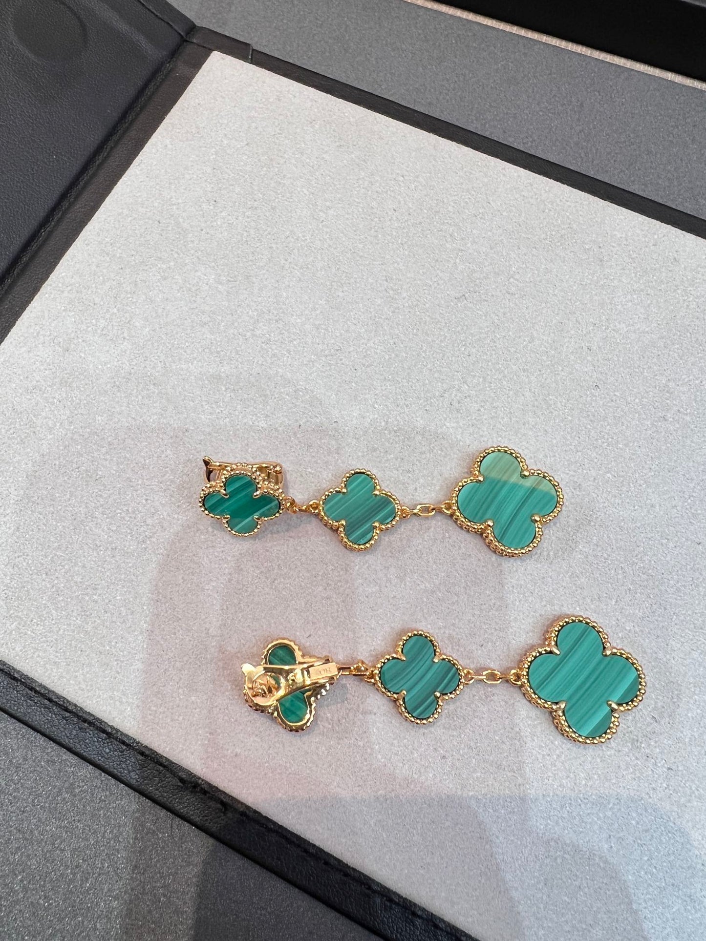 [Love Aura]CLOVER MALACHITE 3 MOTIFS GOLD