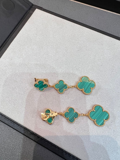 [Love Aura]CLOVER MALACHITE 3 MOTIFS GOLD