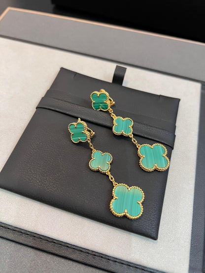 [Love Aura]CLOVER MALACHITE 3 MOTIFS GOLD
