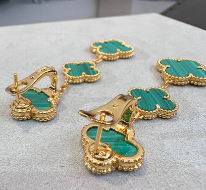 [Love Aura]CLOVER MALACHITE 3 MOTIFS GOLD