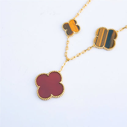 [Love Aura]CLOVER BRACELET 5 MOTIFS CARNELIAN TIGER EYE