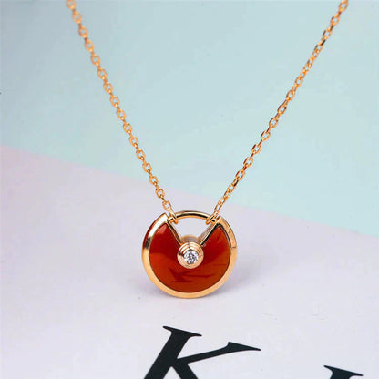 [Love Aura]AMULETTE GOLD CARNELIAN ONYX NECKLACE