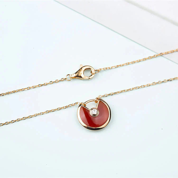 [Love Aura]AMULETTE GOLD CARNELIAN ONYX NECKLACE