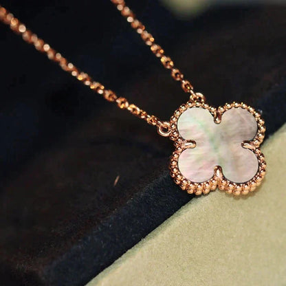 [Love Aura]CLOVER 15MM  GRAY MOTHER OF PEARL NECKLACE