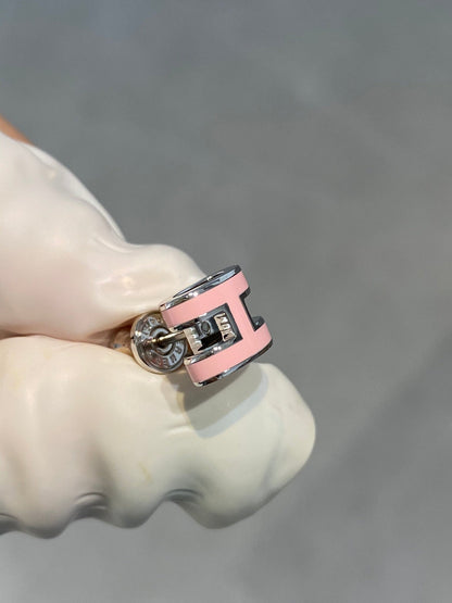 [Love Aura]MINI POP H SILVER EARRINGS PINK