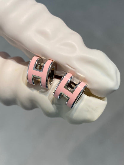 [Love Aura]MINI POP H SILVER EARRINGS PINK