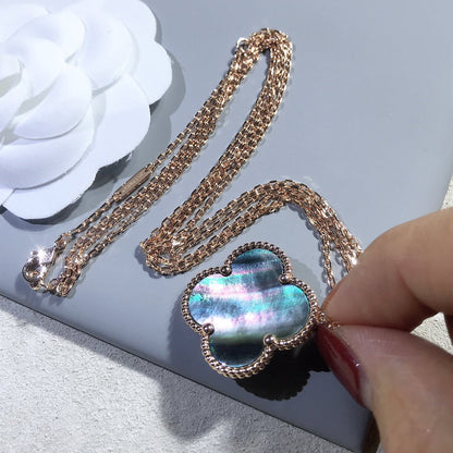 [Love Aura]CLOVER 25MM GOLD DARK MOP BIG CLOVER NECKLACE