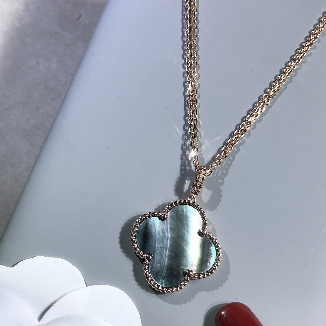 [Love Aura]CLOVER 25MM GOLD DARK MOP BIG CLOVER NECKLACE