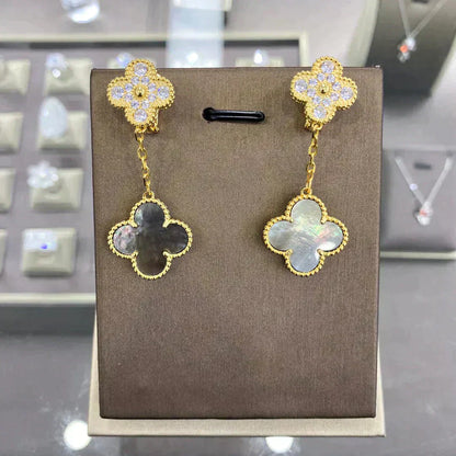 [Love Aura]CLOVER  2 MOTIFS  DIAMOND  EARRINGS (MULTIPLE CHOICESç´
