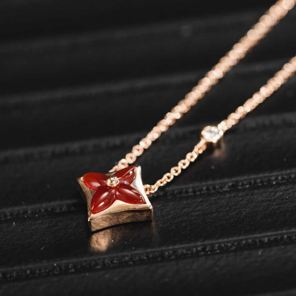 [Love Aura]STAR NECKLACE PINK GOLD 1 DIAMOND