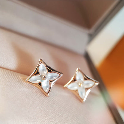 [Love Aura]STAR MOP PINK GOLD EARRINGS