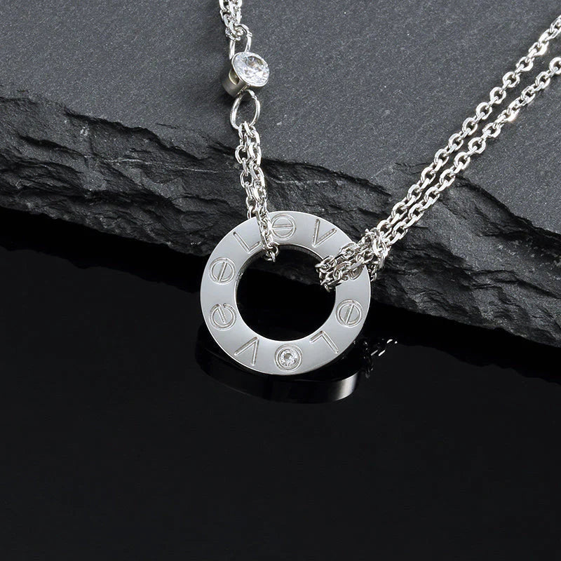 [Love Aura]LOVE NECKLACE 16MM 2 DIAMONDS