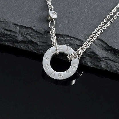 [Love Aura]LOVE NECKLACE 16MM 2 DIAMONDS