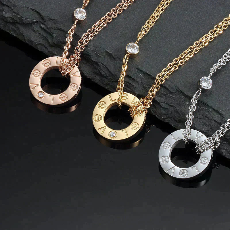 [Love Aura]LOVE NECKLACE 16MM 2 DIAMONDS