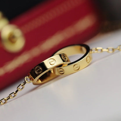 [Love Aura]LOVE NECKLACE DOUBLE RING GOLD