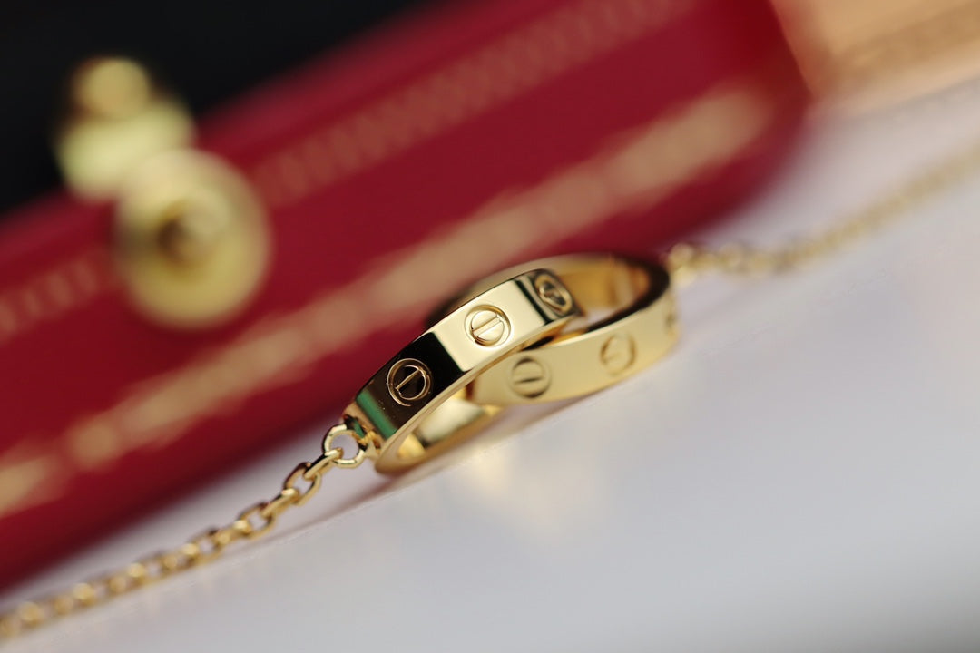 [Love Aura]LOVE NECKLACE DOUBLE RING GOLD