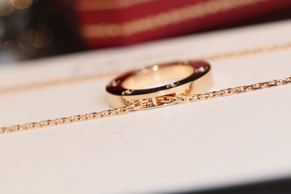 [Love Aura]LOVE NECKLACE 16MM 6 DIAMONDS PINK GOLD