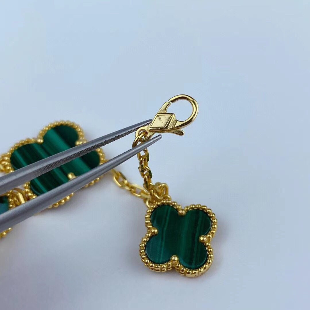 [Love Aura]MAGIC CLOVER MALACHITE GOLD BRACELET 5 MOTIFS