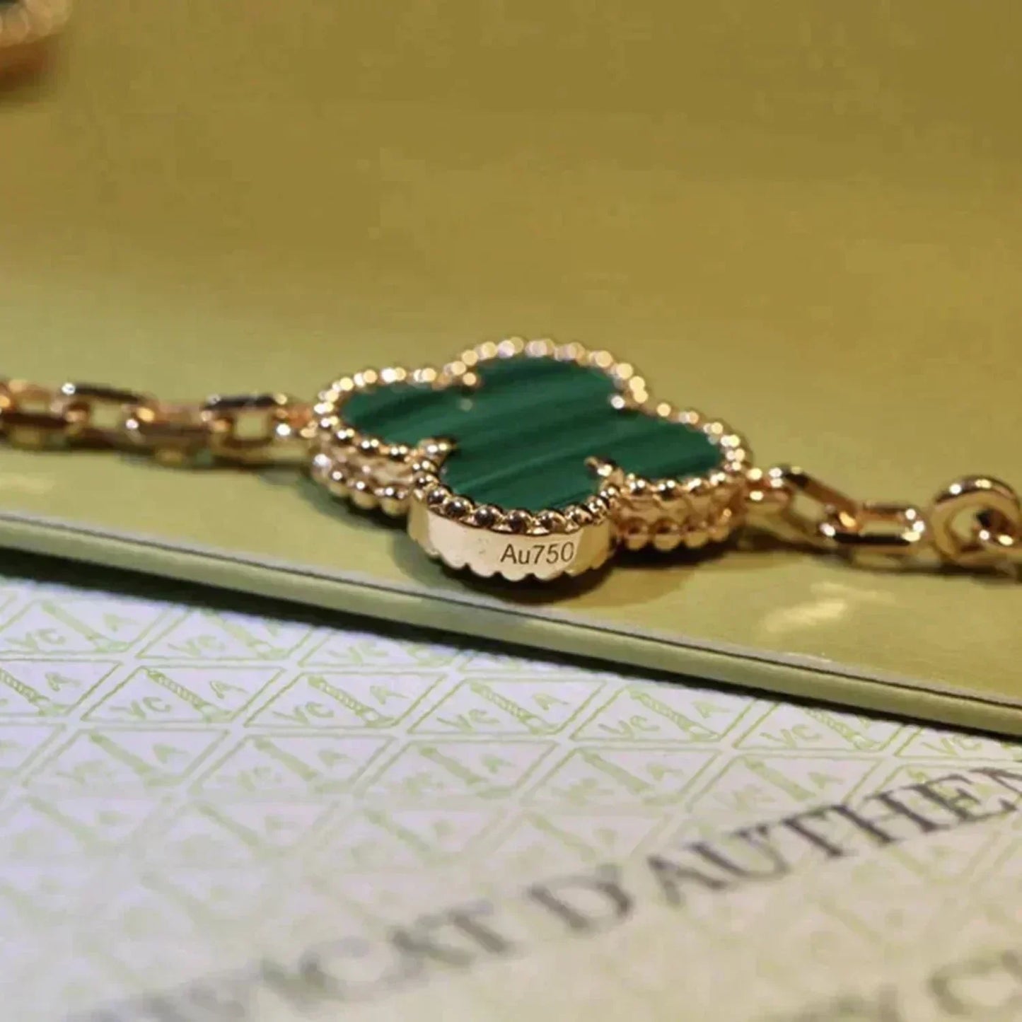 [Love Aura]CLOVER 5 MOTIFS MALACHITE BRACELET