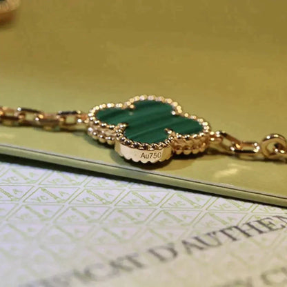 [Love Aura] CLOVER 5 MOTIF MALACHITE BRACELET COLLECTION
