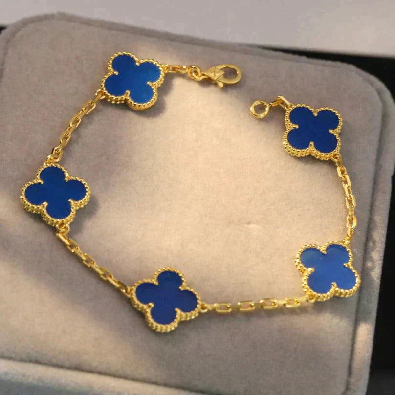 [Love Aura] CLOVER 5 MOTIF BLUE AGATE BRACELET COLLECTION