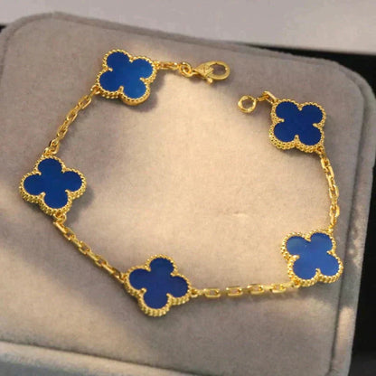 [Love Aura] CLOVER 5 MOTIF BLUE AGATE BRACELET COLLECTION