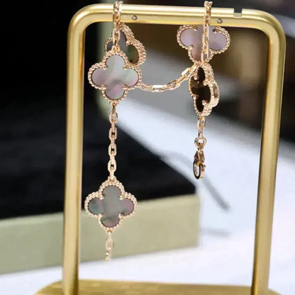 [Love Aura]CLOVER 5 MOTIF GRAY MOP  BRACELET