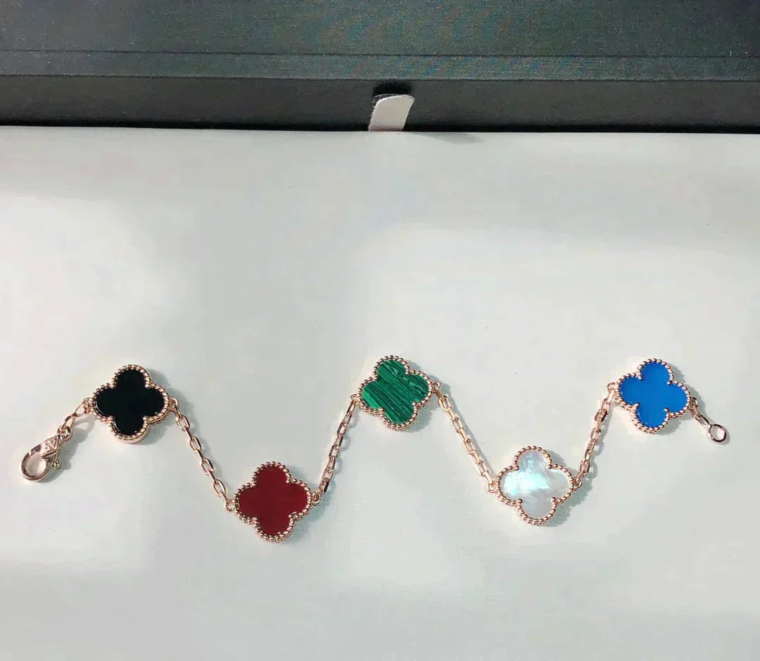 [Love Aura]CLOVER 5 MOTIFS MULTICOLOR  BRACELET