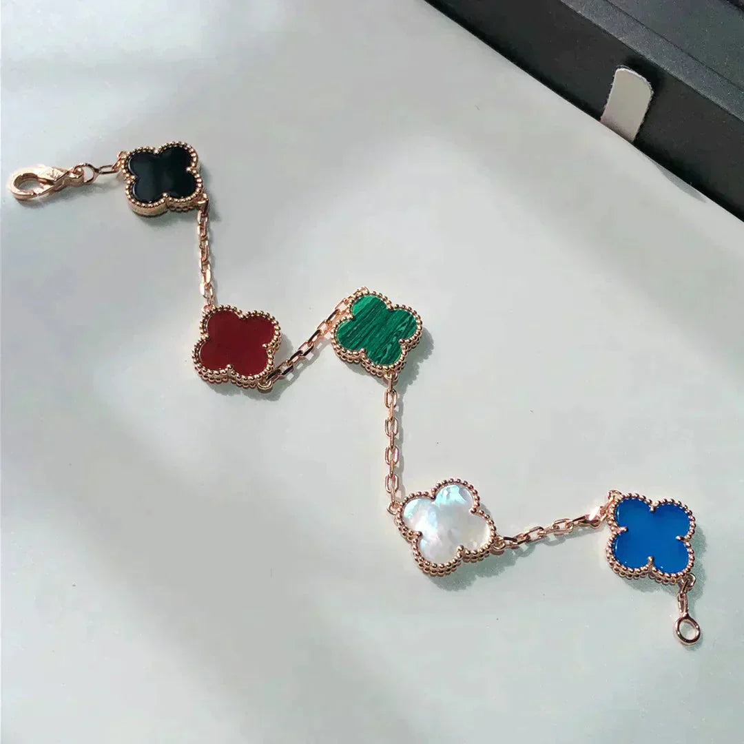 [Love Aura]CLOVER 5 MOTIFS MULTICOLOR BRACELET