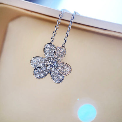 [Love Aura]CLOVER DIAMOND NECKLACE SILVER