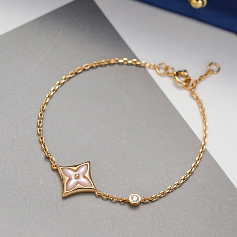 [Love Aura]STAR 1 DIAMOND PINK GOLD BRACELET