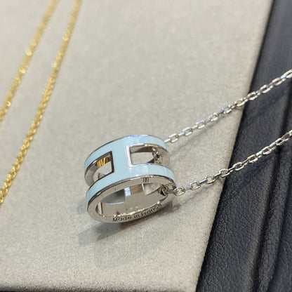 [Love Aura]POP H LIGHT BLUE NECKLACE