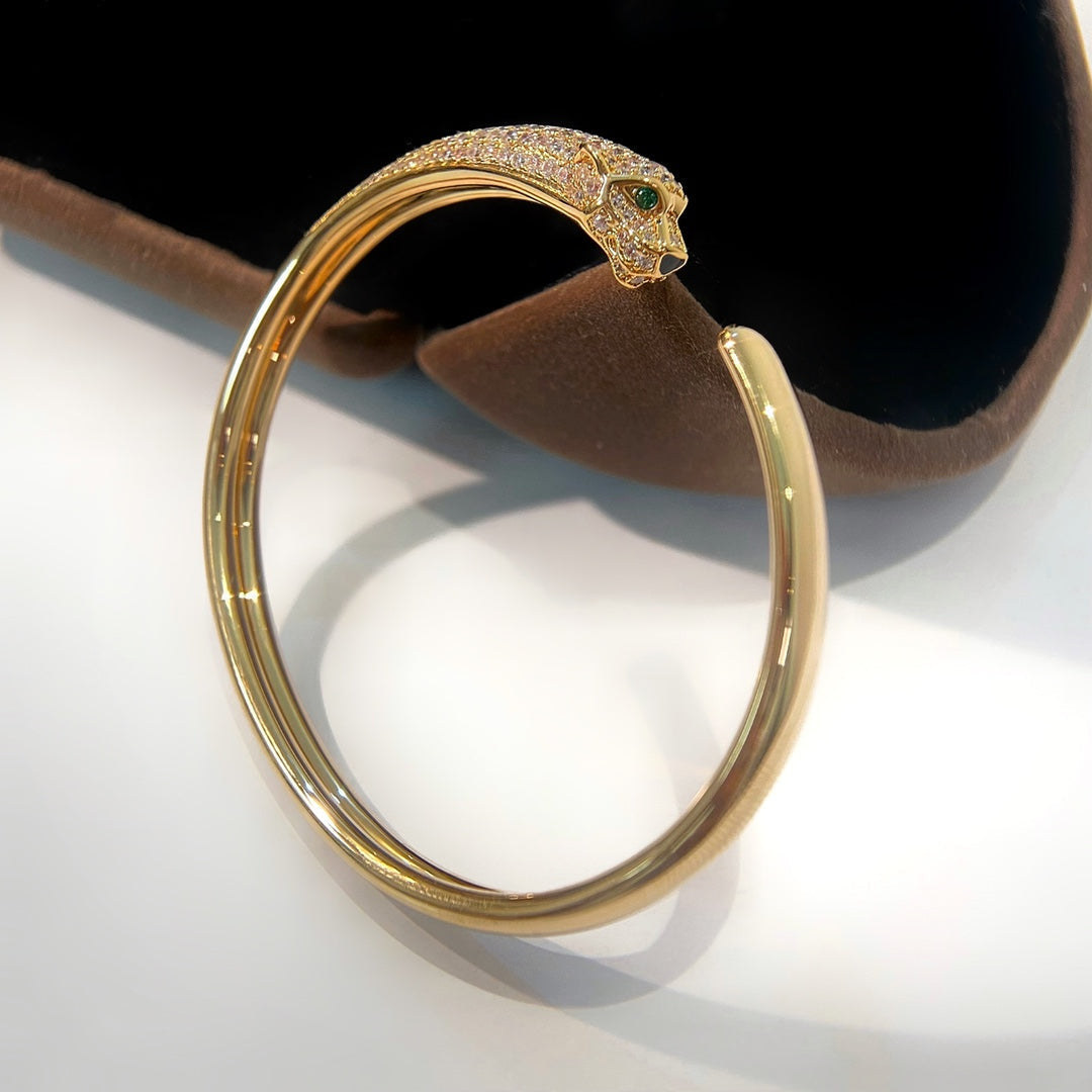 [Love Aura]PANTHERE GOLD DIAMOND OPEN BRACELET