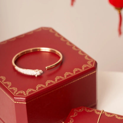 [Love Aura]PANTHERE ROSE GOLD DIAMOND OPEN BRACELET