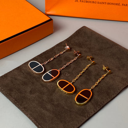 [Love Aura]CHAINE VERSO BLACK CERAMIC EARRINGS