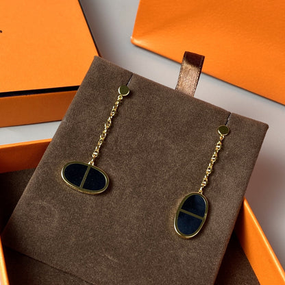 [Love Aura]CHAINE VERSO BLACK CERAMIC EARRINGS