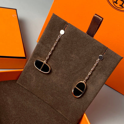 [Love Aura]CHAINE VERSO BLACK CERAMIC EARRINGS