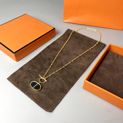[Love Aura]CHAINE VERSO BLACK CERAMIC NECKLACE