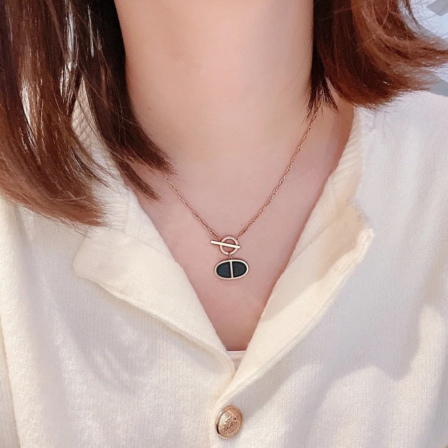 [Love Aura]CHAINE VERSO BLACK CERAMIC NECKLACE
