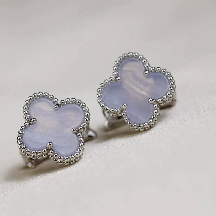 [Love Aura]CLOVER MEDIUM 1 MOTIFS  WHITE MOP EARRINGS SILVER