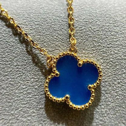 [Love Aura]CLOVER 15MM BLUE AGATE NECKLACE
