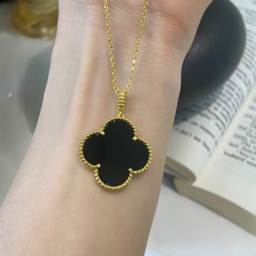 [Love Aura]CLOVER 25MM NECKLACE GOLD ONYX
