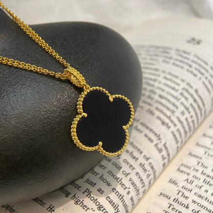 [Love Aura]CLOVER 25MM NECKLACE GOLD ONYX