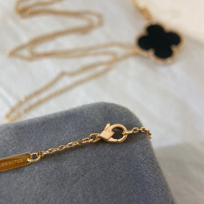 [Love Aura]CLOVER 25MM NECKLACE GOLD ONYX