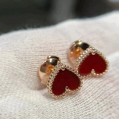 [Love Aura]HEART CARNELIAN STUD EARRINGS