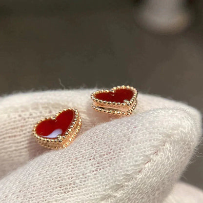 [Love Aura]HEART CARNELIAN STUD EARRINGS